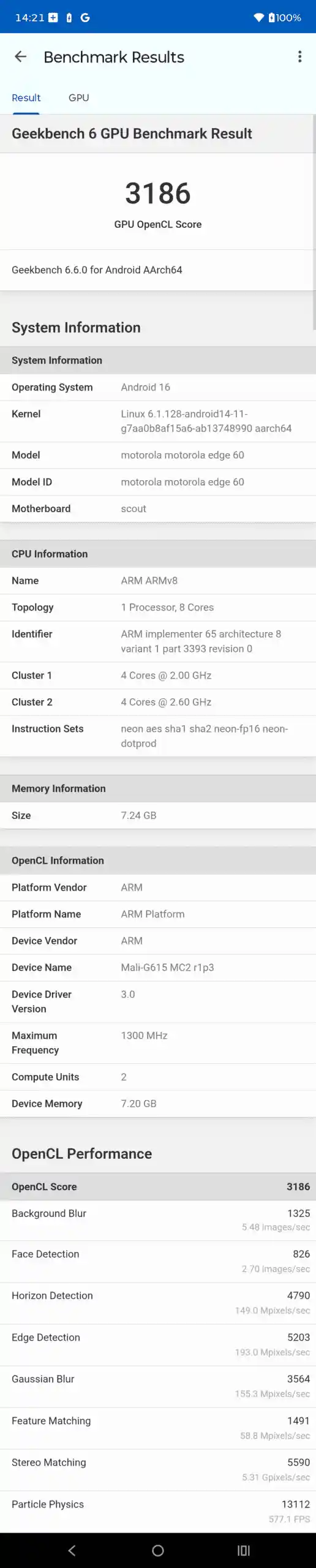 motorola edge 60 ベンチマーク結果スクリーンショット（AnTuTu/Geekbench/3DMark/PCMark）