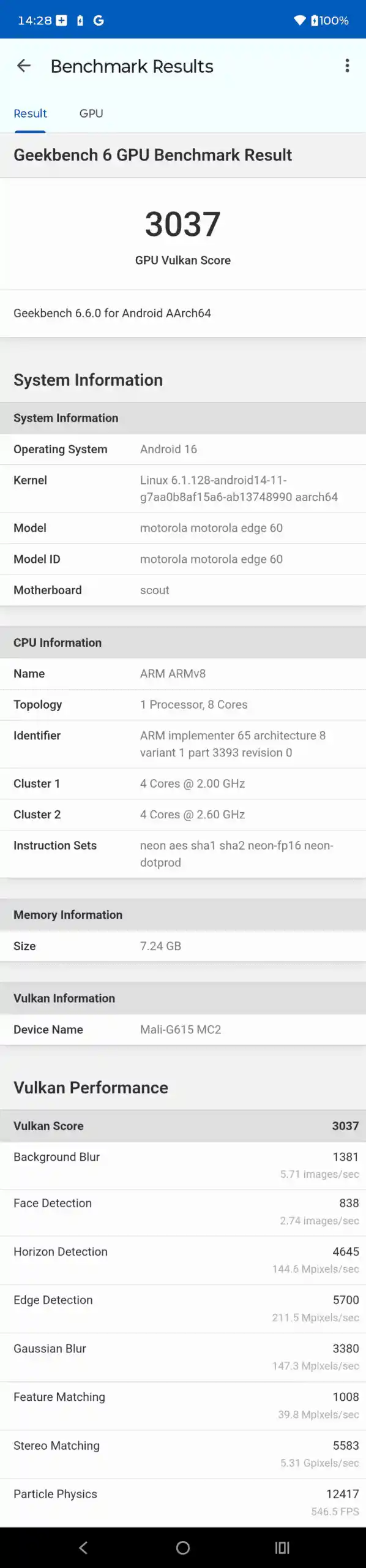 motorola edge 60 ベンチマーク結果スクリーンショット（AnTuTu/Geekbench/3DMark/PCMark）