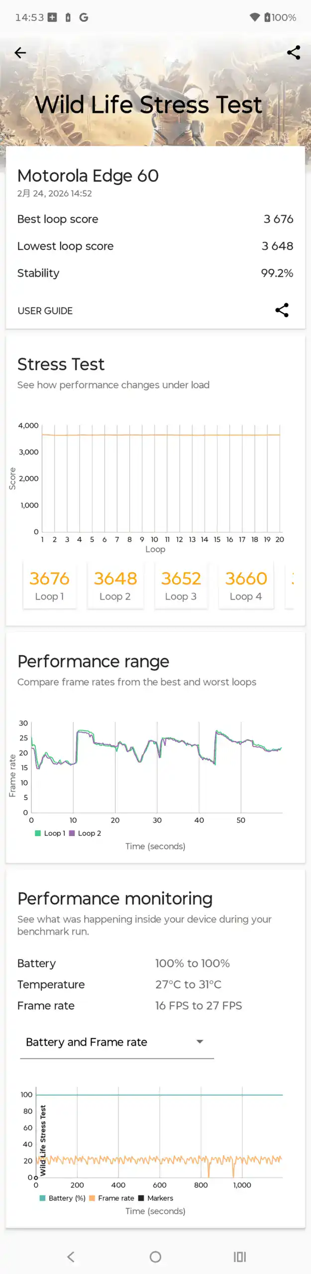 motorola edge 60 ベンチマーク結果スクリーンショット（AnTuTu/Geekbench/3DMark/PCMark）