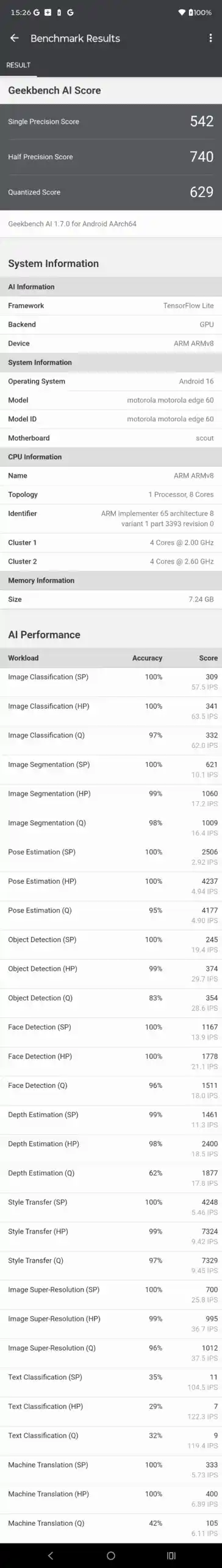 motorola edge 60 ベンチマーク結果スクリーンショット（AnTuTu/Geekbench/3DMark/PCMark）