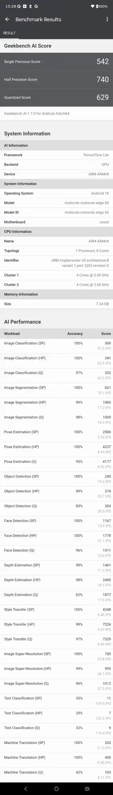 motorola edge 60 ベンチマーク結果スクリーンショット（AnTuTu/Geekbench/3DMark/PCMark）