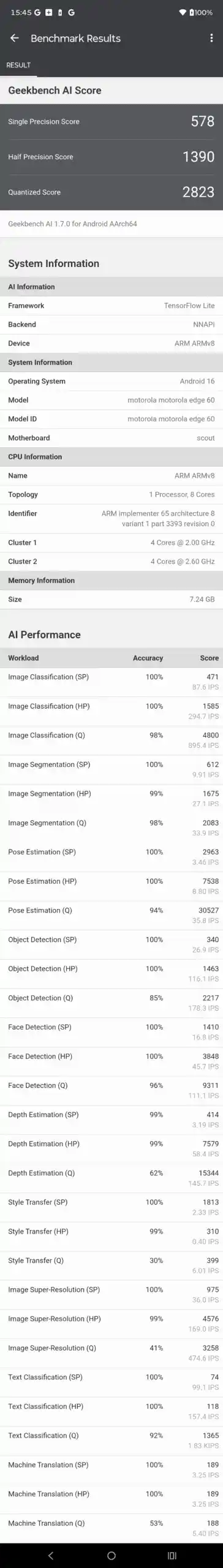motorola edge 60 ベンチマーク結果スクリーンショット（AnTuTu/Geekbench/3DMark/PCMark）