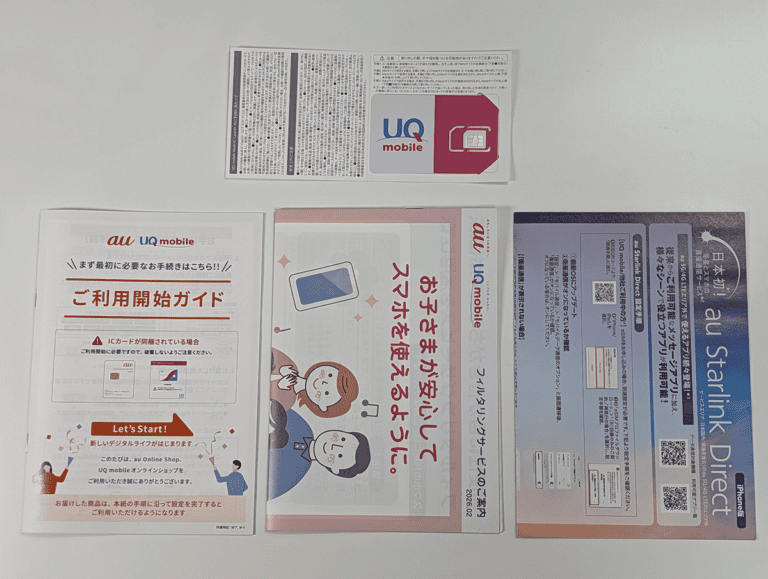 UQモバイルキャッシュバック　SIMと付属品
