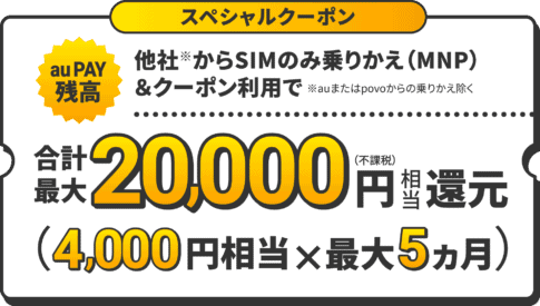 20,000円キャッシュバッククーポンコード